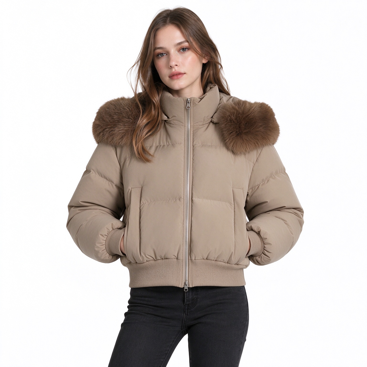 ✨ Manteau matelassé court à capuche pour femme, fausse fourrure : facile à porter en hiver 🧥