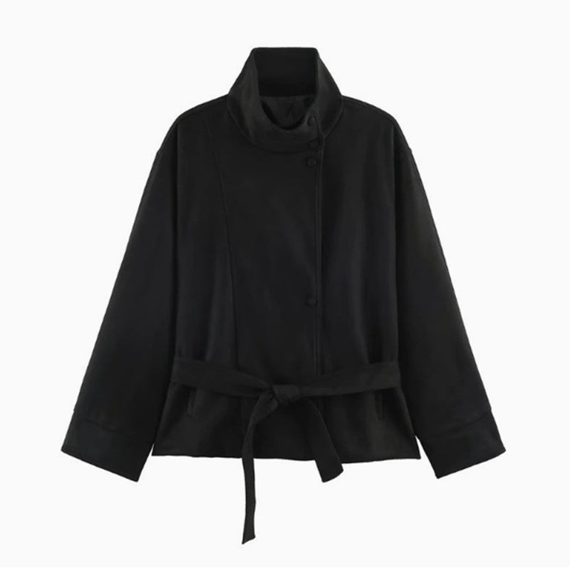 Veste élégante pour femme avec col montant et ceinture