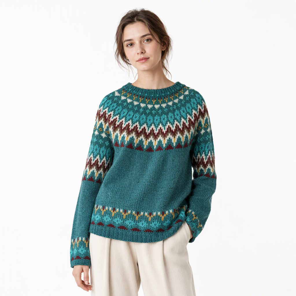 Pull en maille à col rond et bloc de couleurs oversize pour femme