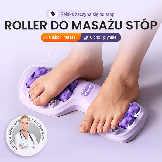 💜🦶 Przenośny masażer do stóp z podwójnymi rolkami