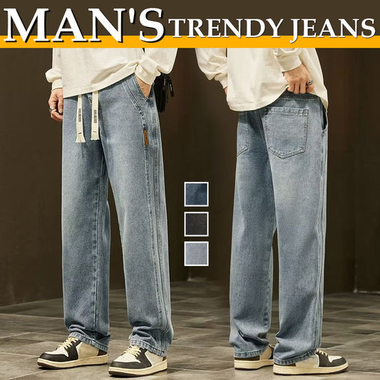 【M-4XL】👖Męskie luźne proste dżinsy - Relaks i wygoda