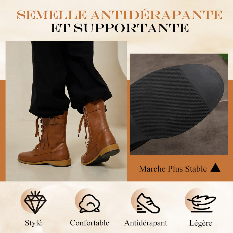 👢 Confort & Maintien | Bottines Femme en Cuir à Fermeture Latérale