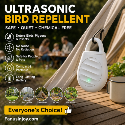 🔥Oferta ograniczona czasowo: kup 3, a 5 otrzymasz gratis! 🐦Koniec z problemami powodowanymi przez ptaki, dzikie zwierzęta i szarańczę! Przenośny ultradźwiękowy odstraszacz ptaków w formie breloka.
