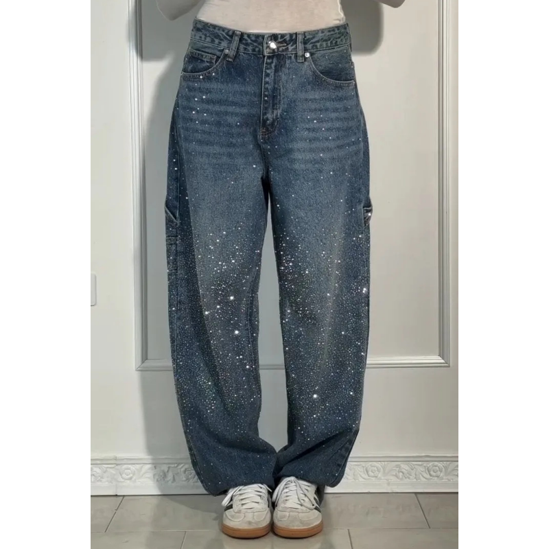 🔥Offre à durée limitée - Jeans à jambe droite ornés de strass