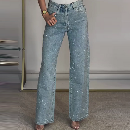 🔥Offre à durée limitée - Jeans à jambe droite ornés de strass