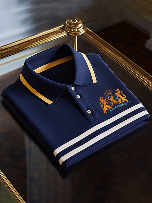 Męska koszulka polo z nadrukiem w stylu vintage z holenderskiej korony z nadrukiem i casualową bawełnianą koszulką polo z krótkim rękawem
