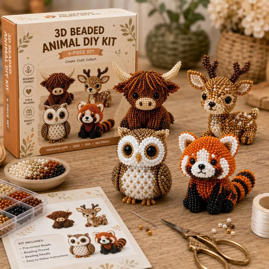 🏆Wyprzedaż czasowa 🧵✨Zestaw do rękodzieła „Małe zwierzątka” z koralikami 3D