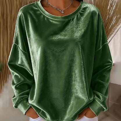 Haut décontracté à manches longues et col rond pour femme - Un essentiel quotidien pour toutes les occasions 🌿