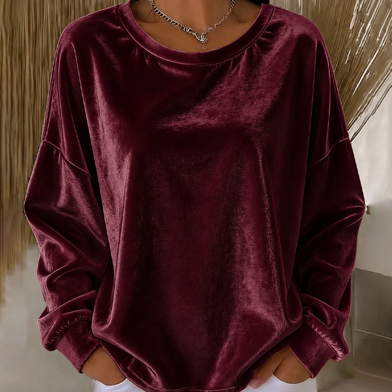 Haut décontracté à manches longues et col rond pour femme - Un essentiel quotidien pour toutes les occasions 🌿