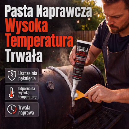Pasta naprawcza do grilla i wędzarni odporna na wysokie temperatury, 60 ml, masa szpachlowa żaroodporna z skrobakiem