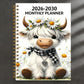 🐮 Planer miesięczny na lata 2026–2030 ✨ Uroczy kalendarz na 5 lat z motywem krowy z Highlands | Duże pola miesięczne do planowania długoterminowego