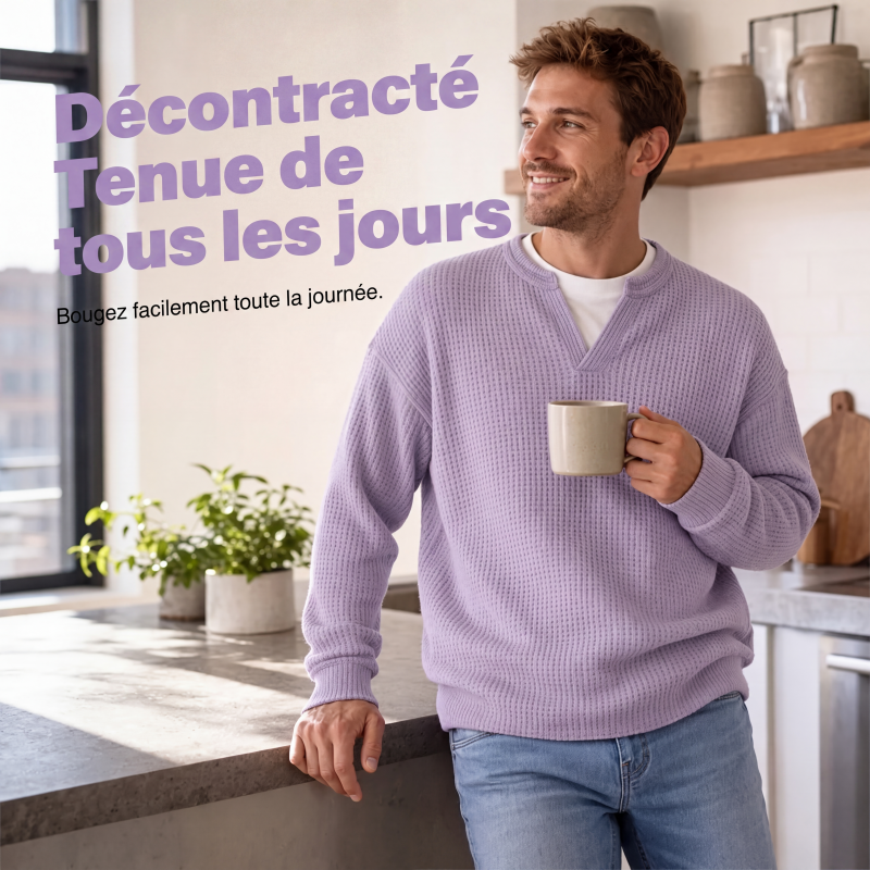 🔥Plus de 42 000 vendus!✨👕T-shirt en nid d'abeille confort superposé🎁
