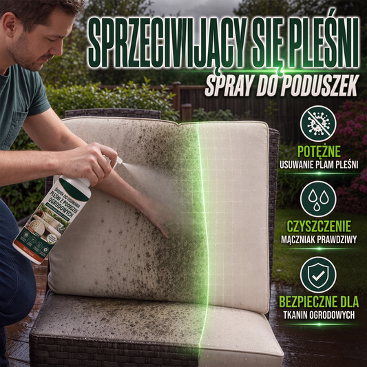 🧴 Spray do usuwania pleśni z poduszek tarasowych – działa błyskawicznie i bez szorowania! 🌿✨