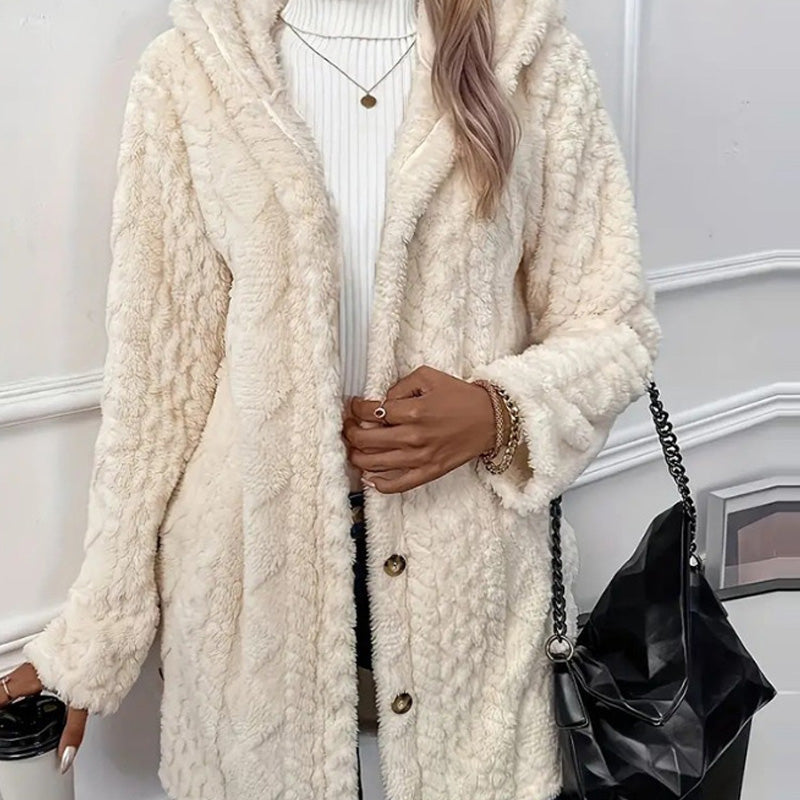 ✨ Veste à capuche boutonnée pour femme, motif texturé : facile à porter au quotidien 🧥