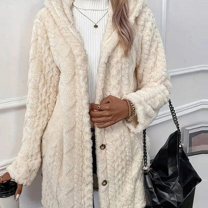 ✨ Veste à capuche boutonnée pour femme, motif texturé : facile à porter au quotidien 🧥