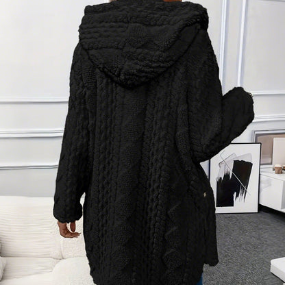 ✨ Veste à capuche boutonnée pour femme, motif texturé : facile à porter au quotidien 🧥