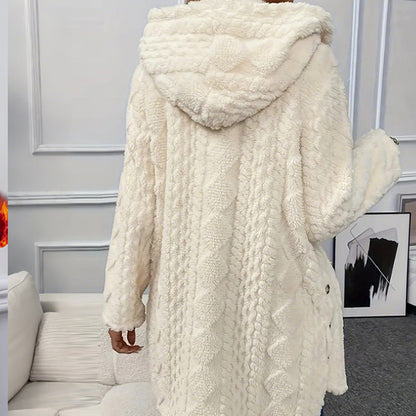 ✨ Veste à capuche boutonnée pour femme, motif texturé : facile à porter au quotidien 🧥