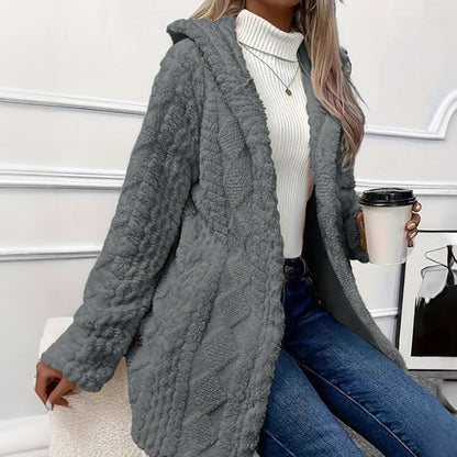 ✨ Veste à capuche boutonnée pour femme, motif texturé : facile à porter au quotidien 🧥