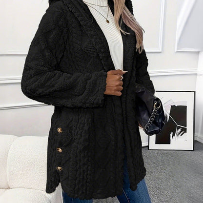 ✨ Veste à capuche boutonnée pour femme, motif texturé : facile à porter au quotidien 🧥