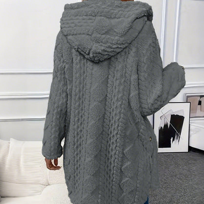 ✨ Veste à capuche boutonnée pour femme, motif texturé : facile à porter au quotidien 🧥
