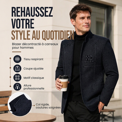 Blazer ajusté pour homme à col Mao