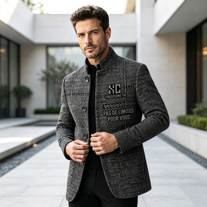 Blazer ajusté pour homme à col Mao