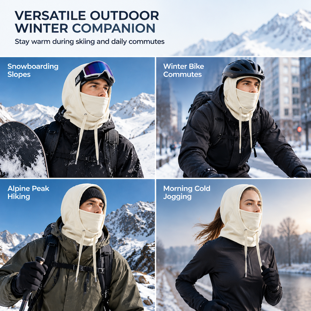 ❄️ Offre Limitée -50% ✨ Cagoule Thermique Polaire Double Épaisseur — Anti-Buée & Coupe-Vent ⛷️