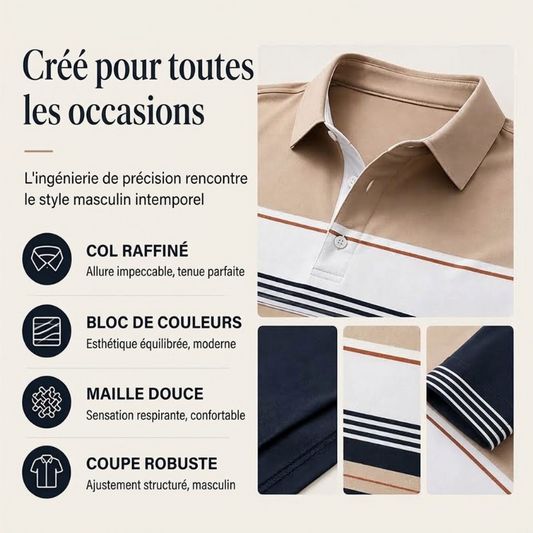 Haut rayé à bloc de couleurs classique pour homme