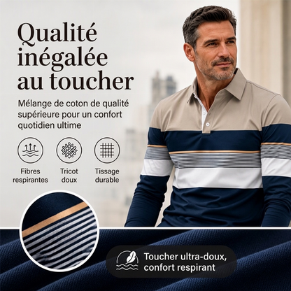 Haut rayé à bloc de couleurs classique pour homme