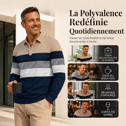 Haut rayé à bloc de couleurs classique pour homme