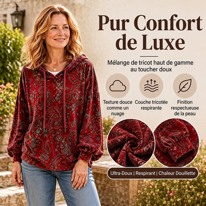 📢📢50 % DE RÉDUCTION !! ⏰Hoodie à capuche avec cordon de serrage et imprimé cachemire pour femme