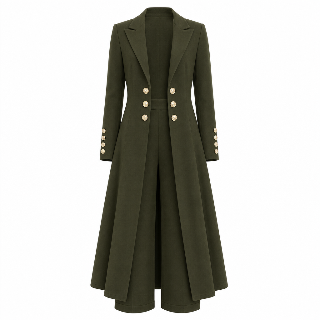 📢📢50 % DE RÉDUCTION !! ⏰Ensemble élégant d'automne pour femme, composé de deux pièces : un manteau rétro à manches longues et un pantalon sobre
