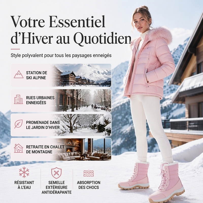 🥳💞 +26 000 vendues🔥👢Bottes de neige mi-mollet imperméables à doublure pelucheuse pour femmes🎁