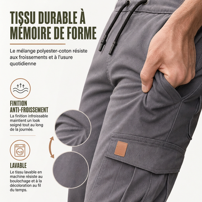 🎁Soldes ! Prix cassés🌍Pantalon Jogger Cargo Unisexe Couleur Unie Décontracté
