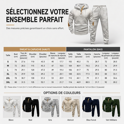 Ensemble de survêtement 2 pièces en jacquard pour homme, sweat à capuche et pantalon de survêtement décontractés pour automne-hiver
