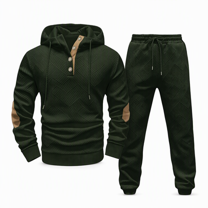 Ensemble de survêtement 2 pièces en jacquard pour homme, sweat à capuche et pantalon de survêtement décontractés pour automne-hiver