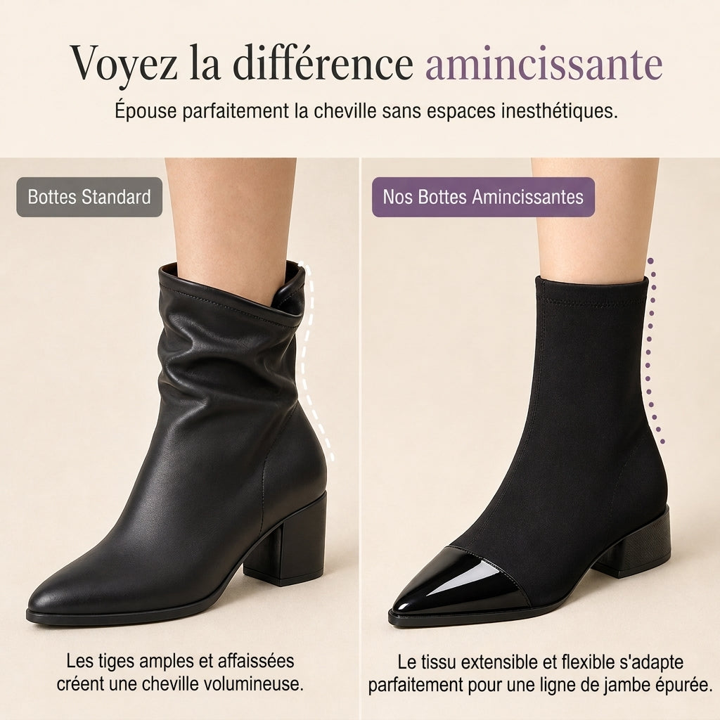 Bottines à bout pointu de style français pour femme, coupe ajustée, bottines courtes élégantes pour le printemps et l'automne