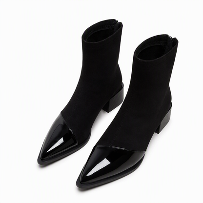 Bottines à bout pointu de style français pour femme, coupe ajustée, bottines courtes élégantes pour le printemps et l'automne