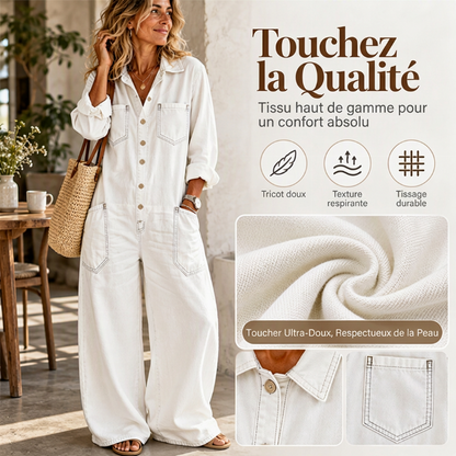 Combinaison en jean vintage à col pour femmes
