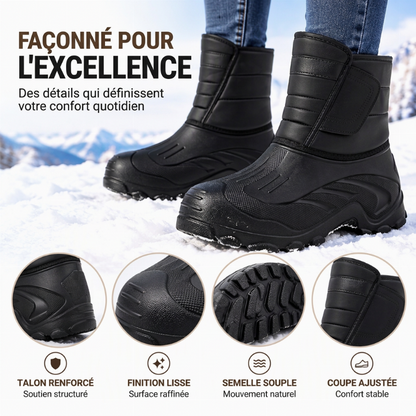 Bottes de neige imperméables unisexes à doublure pelucheuse