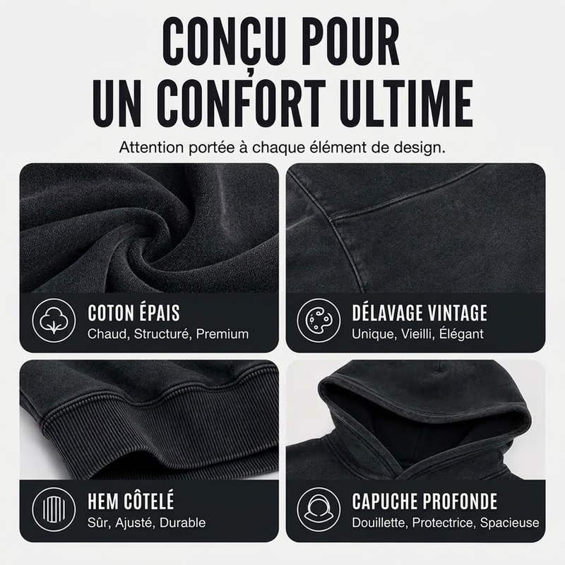Sweat à capuche ample unisexe