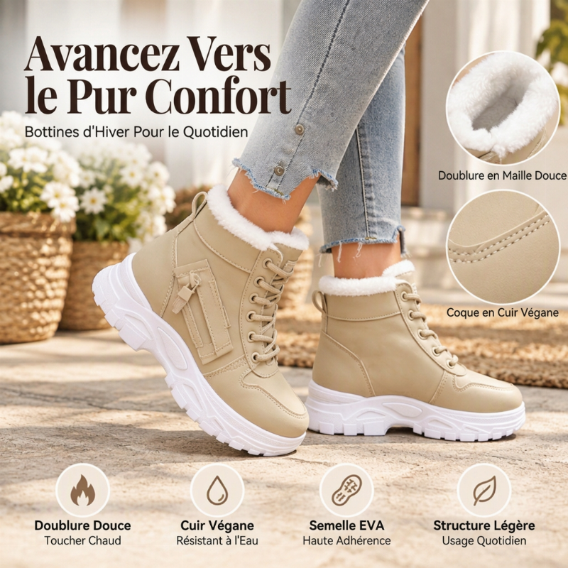 Bottines d'hiver chaudes pour femmes, doublure en peluche