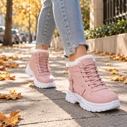 Bottines d'hiver chaudes pour femmes, doublure en peluche