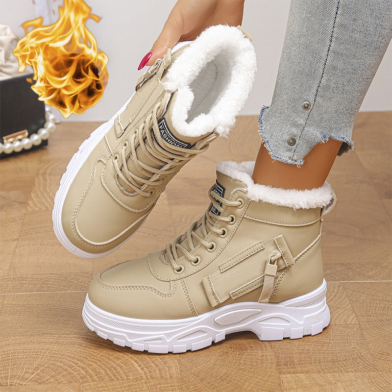Bottines d'hiver chaudes pour femmes, doublure en peluche