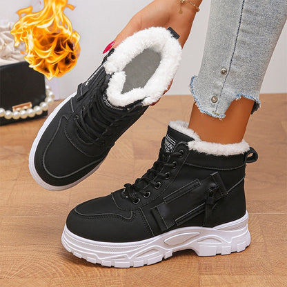 Bottines d'hiver chaudes pour femmes, doublure en peluche