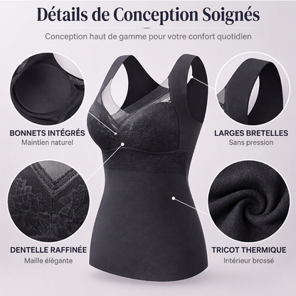 ⏳Liquidation totale⏳Débardeur Thermique Moulant Femme avec Soutien-Gorge Intégré