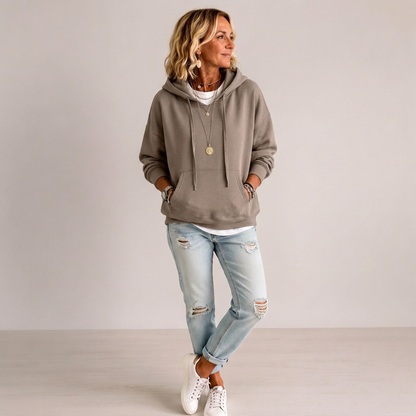 Hoodie oversize à cordon de serrage pour femme