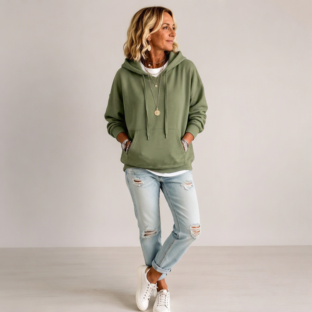 Hoodie oversize à cordon de serrage pour femme