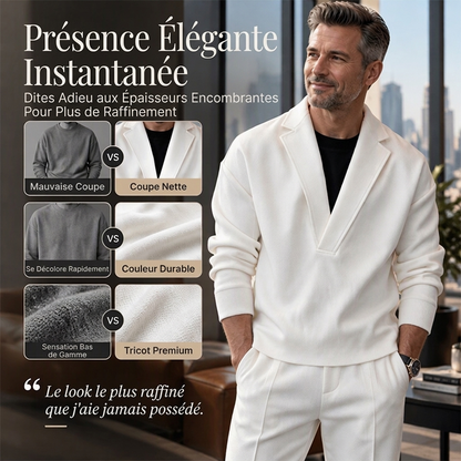 Ensemble survêtement à col tailleur et pantalon en sergé pour homme