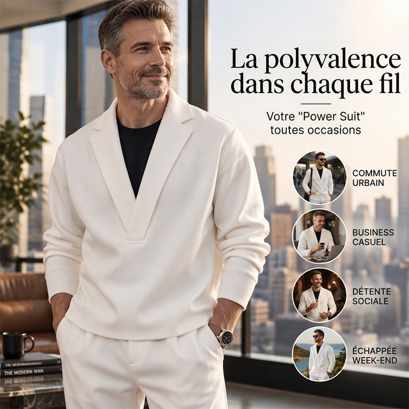Ensemble survêtement à col tailleur et pantalon en sergé pour homme